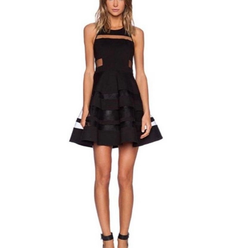 Parker Black Fit and Flare Halter Mini Dress